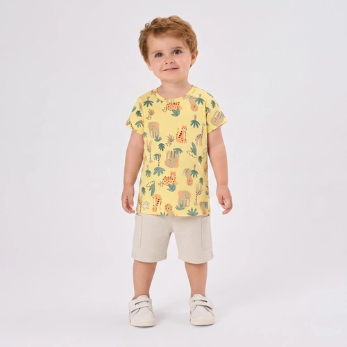 Conjunto Infantil Menino Camiseta E Bermuda Safari Rovi Kids