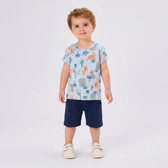 Conjunto Infantil Menino Camiseta E Bermuda Safari Rovi Kids