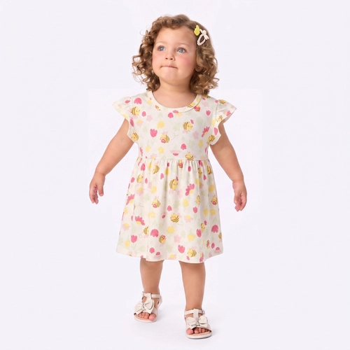 Vestido Infantil Menina Estampado Abelhinhas Rovi Kids
