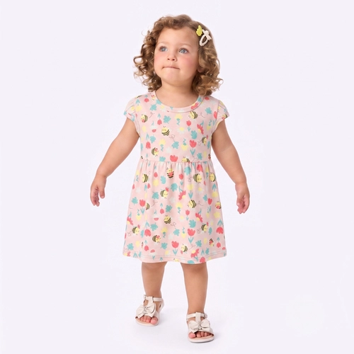 Vestido Infantil Menina Estampado Abelhinhas Rovi Kids