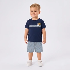 Conjunto Infantil Menino Camiseta E Bermuda Tubarão Rovi Kids