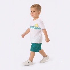 Conjunto Infantil Menino Camiseta E Bermuda Tubarão Rovi Kids