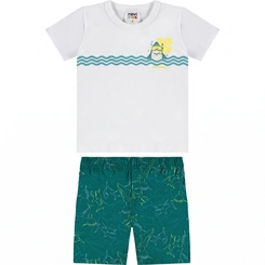 Conjunto Infantil Menino Camiseta E Bermuda Tubarão Rovi Kids