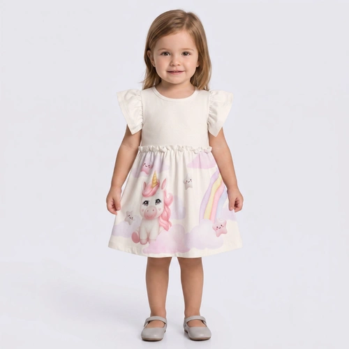 Vestido Infantil Menina Estampado Em Malha Tech Rovi Kids
