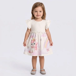Vestido Infantil Menina Estampado Em Malha Tech Rovi Kids