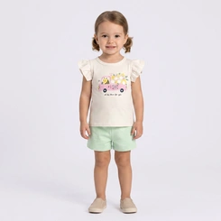 Conjunto Infantil Menina Blusa E Shorts Abelhinha Rovi Kids
