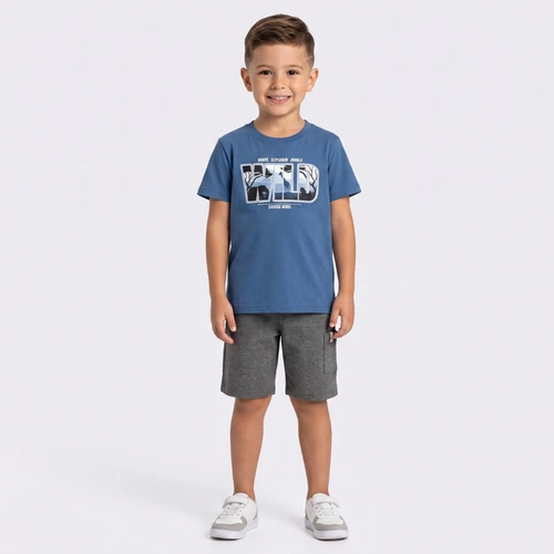 Conjunto Infantil Menino Camiseta E Bermuda Wild Rovi Kids