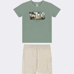 Conjunto Infantil Menino Camiseta E Bermuda Wild Rovi Kids