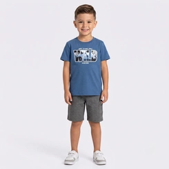 Conjunto Infantil Menino Camiseta E Bermuda Wild Rovi Kids