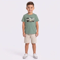 Conjunto Infantil Menino Camiseta E Bermuda Wild Rovi Kids