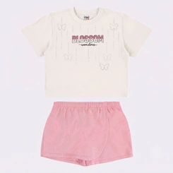 Conjunto Juvenil Feminino Blusa E Shorts Saia Blossom Rovitex