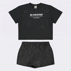 Conjunto Juvenil Feminino Blusa E Shorts Saia Blossom Rovitex