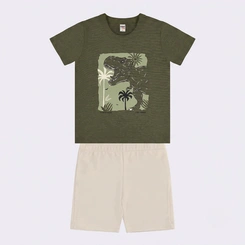 Conjunto Infantil Menino Camiseta E Bermuda Dino Rovi Kids