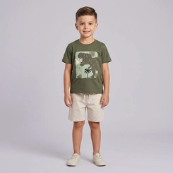 Conjunto Infantil Menino Camiseta E Bermuda Dino Rovi Kids
