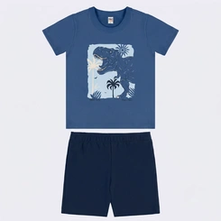 Conjunto Infantil Menino Camiseta E Bermuda Dino Rovi Kids