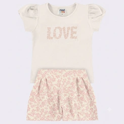 Conjunto Infantil Menina Blusa E Shorts Love Rovi Kids