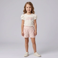 Conjunto Infantil Menina Blusa E Shorts Love Rovi Kids