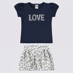 Conjunto Infantil Menina Blusa E Shorts Love Rovi Kids