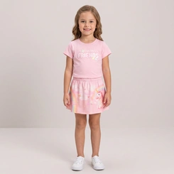 Conjunto Infantil Menina Blusa E Shorts Saia Estampada Rovi Kids