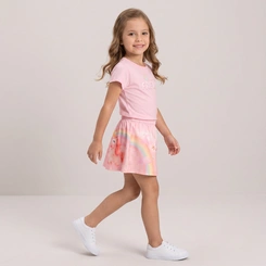 Conjunto Infantil Menina Blusa E Shorts Saia Estampada Rovi Kids