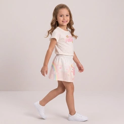 Conjunto Infantil Menina Blusa E Shorts Saia Estampada Rovi Kids