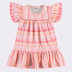 Vestido Infantil Menina Estampado Listrado Rovi Kids