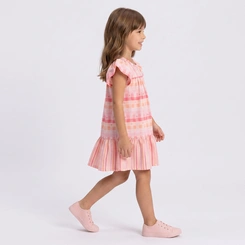 Vestido Infantil Menina Estampado Listrado Rovi Kids