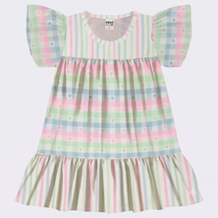 Vestido Infantil Menina Estampado Listrado Rovi Kids