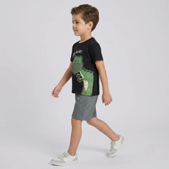 Conjunto Infantil Menino Camiseta E Bermuda Dinossauro Rovi Kids