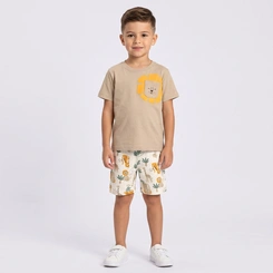 Conjunto Infantil Menino Camiseta E Bermuda Leão Rovi Kids