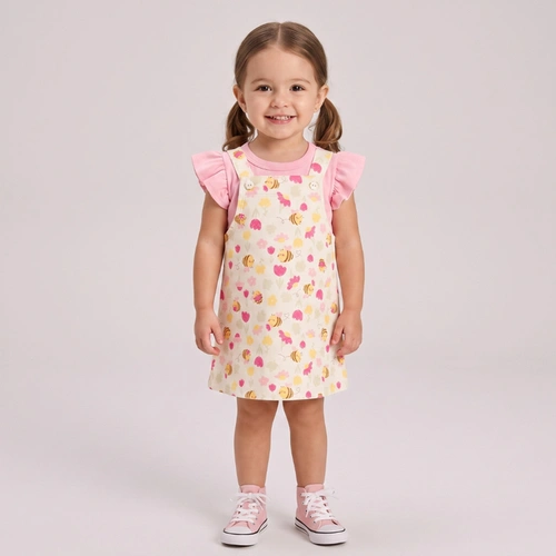 Conjunto Infantil Menina Salopete Abelha Rovi Kids