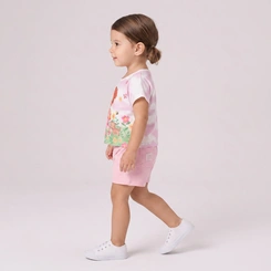 Conjunto Infantil Menina Blusa Estampada E Shorts Rovi Kids