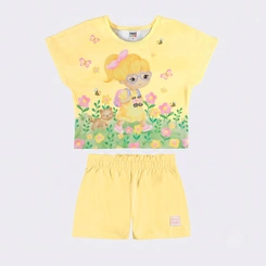 Conjunto Infantil Menina Blusa Estampada E Shorts Rovi Kids