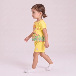 Conjunto Infantil Menina Blusa Estampada E Shorts Rovi Kids