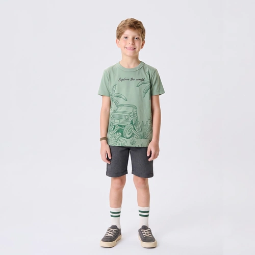Conjunto Infantil Menino Camiseta E Bermuda Jipe Rovi Kids