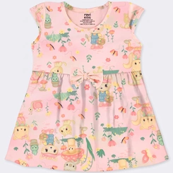 Vestido Infantil Menina Estampado Gatinhas Rovi Kids