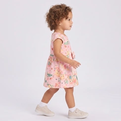 Vestido Infantil Menina Estampado Gatinhas Rovi Kids
