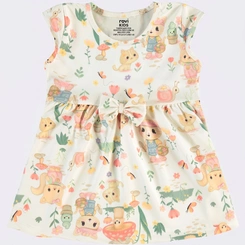 Vestido Infantil Menina Estampado Gatinhas Rovi Kids