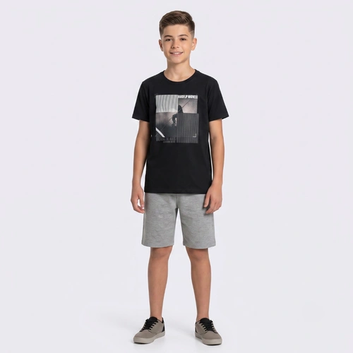 Conjunto Juvenil Masculino Camiseta E Bermuda Skate Rovitex
