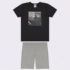 Conjunto Juvenil Masculino Camiseta E Bermuda Skate Rovitex