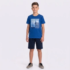 Conjunto Juvenil Masculino Camiseta E Bermuda Skate Rovitex