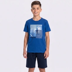 Conjunto Juvenil Masculino Camiseta E Bermuda Skate Rovitex