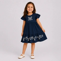 Vestido Infantil Menina Estampado Borboletas Rovi Kids