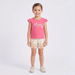 Conjunto Infantil Menina Blusa E Shorts Estampados Rovi Kids