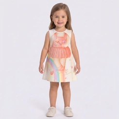 Vestido Infantil Menina Estampado Com Asas Interativas Rovi Kids