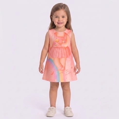 Vestido Infantil Menina Estampado Com Asas Interativas Rovi Kids