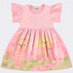 Vestido Infantil Menina Estampado Ursinha Rovi Kids
