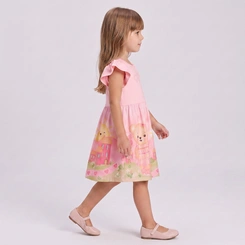 Vestido Infantil Menina Estampado Ursinha Rovi Kids