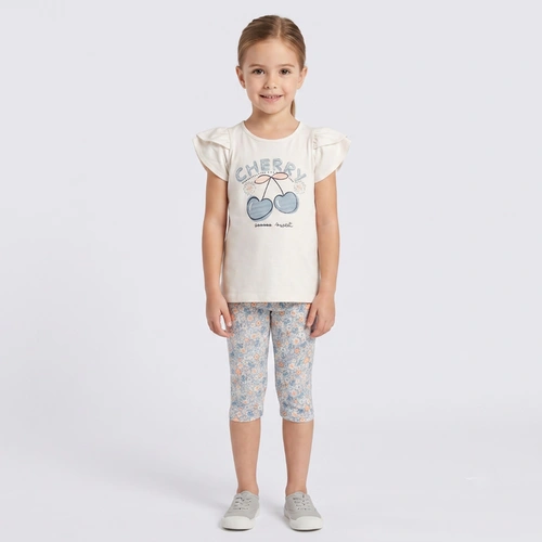 Conjunto Infantil Menina Blusa E Shorts Estampados Rovi Kids