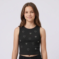 Regata Juvenil Menina Strass Coração Minty
